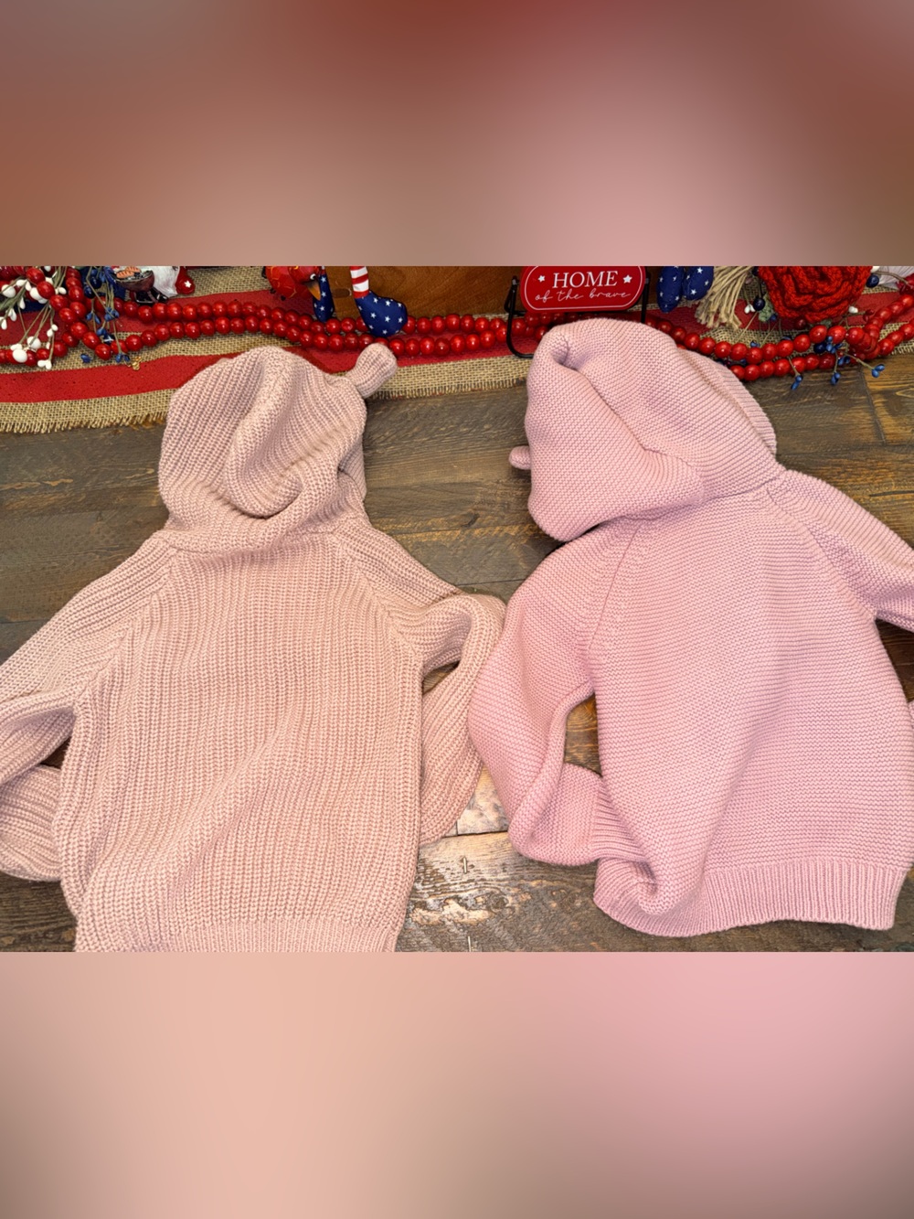 ✨ Jamie Kay Pink Cotton Hooded Cardigan Duo - Size 1 Bundle of 2. Ears on hood - Picture 3 of 14
